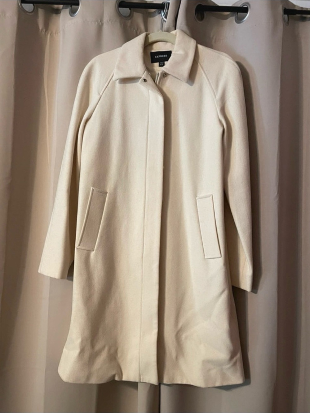 Express Cream Single-Breasted Wool-Blend Coat
